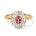 D'Joy AA Blush Turmalin, Weißer Diamant Ring 925 Silber 750 Gelbgold vermeil (Größe 17.00) ca. 0,67 ct