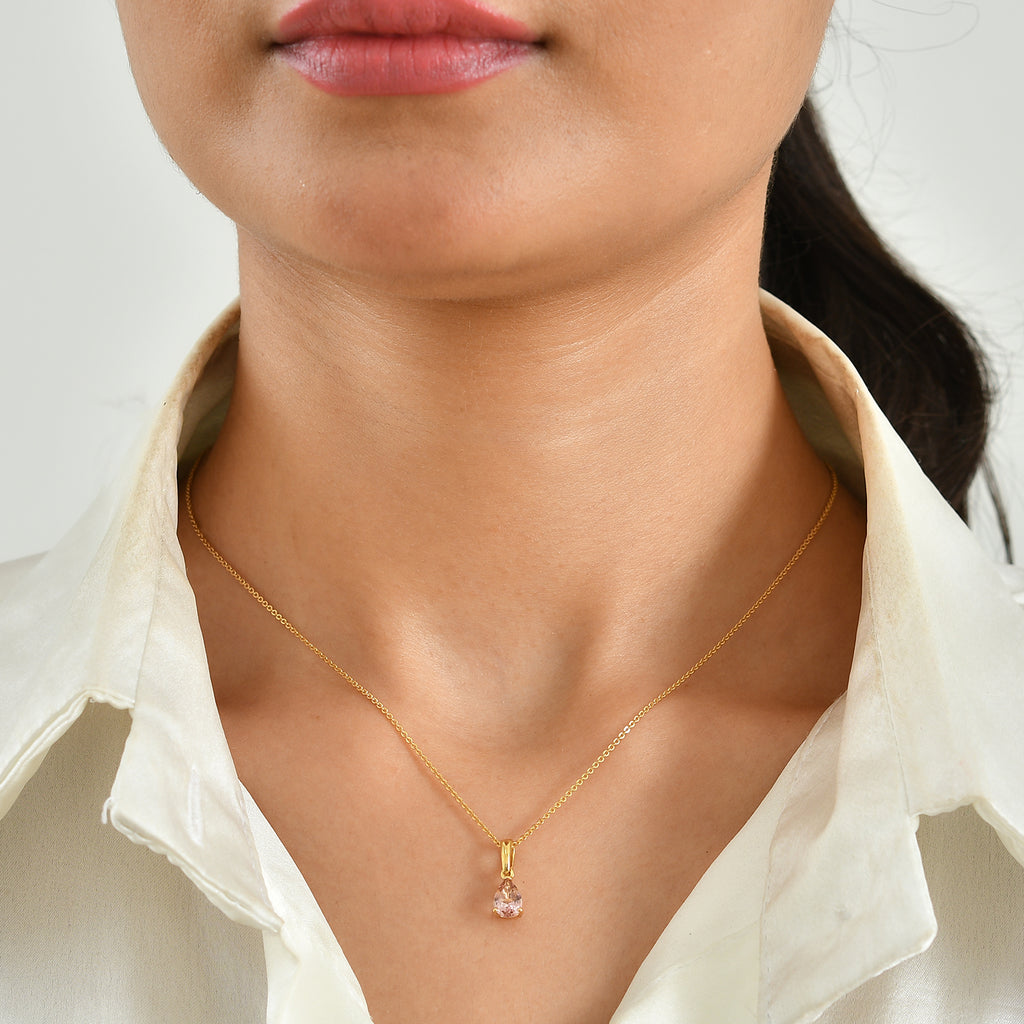 D'Joy AA Blush Turmalin Anhänger 925 Silber 750 Gelbgold vermeil ca. 0,81 ct.