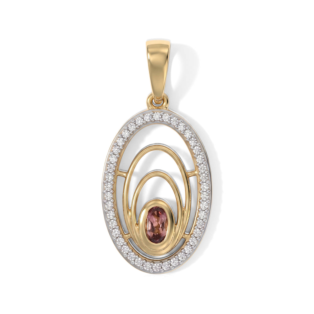 D'Joy AA Blush Turmalin, Weißer Zirkon Anhänger 925 Silber 750 Vergoldet ca. 0,60 ct.