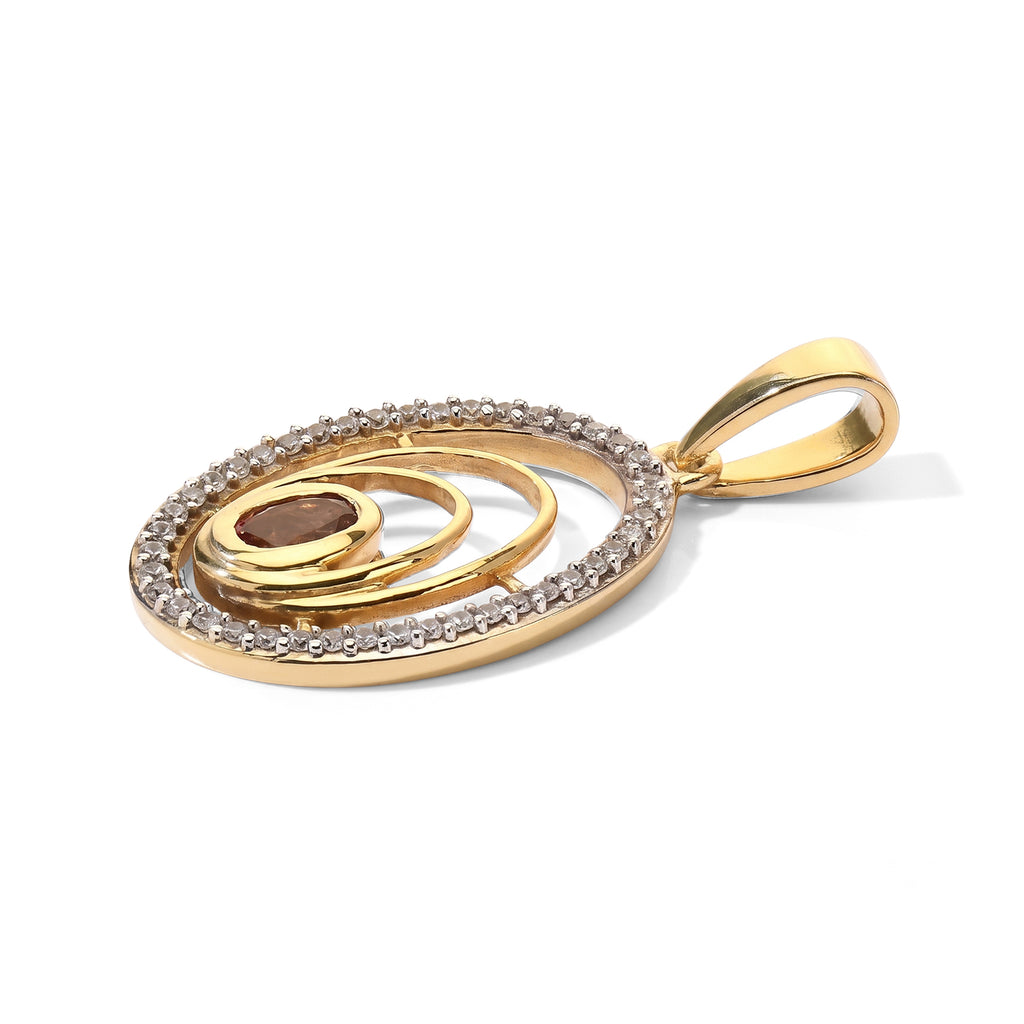 D'Joy AA Blush Turmalin, Weißer Zirkon Anhänger 925 Silber 750 Vergoldet ca. 0,60 ct.
