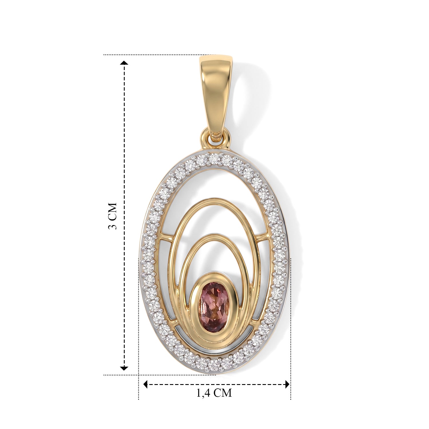 D'Joy AA Blush Turmalin, Weißer Zirkon Anhänger 925 Silber 750 Vergoldet ca. 0,60 ct.