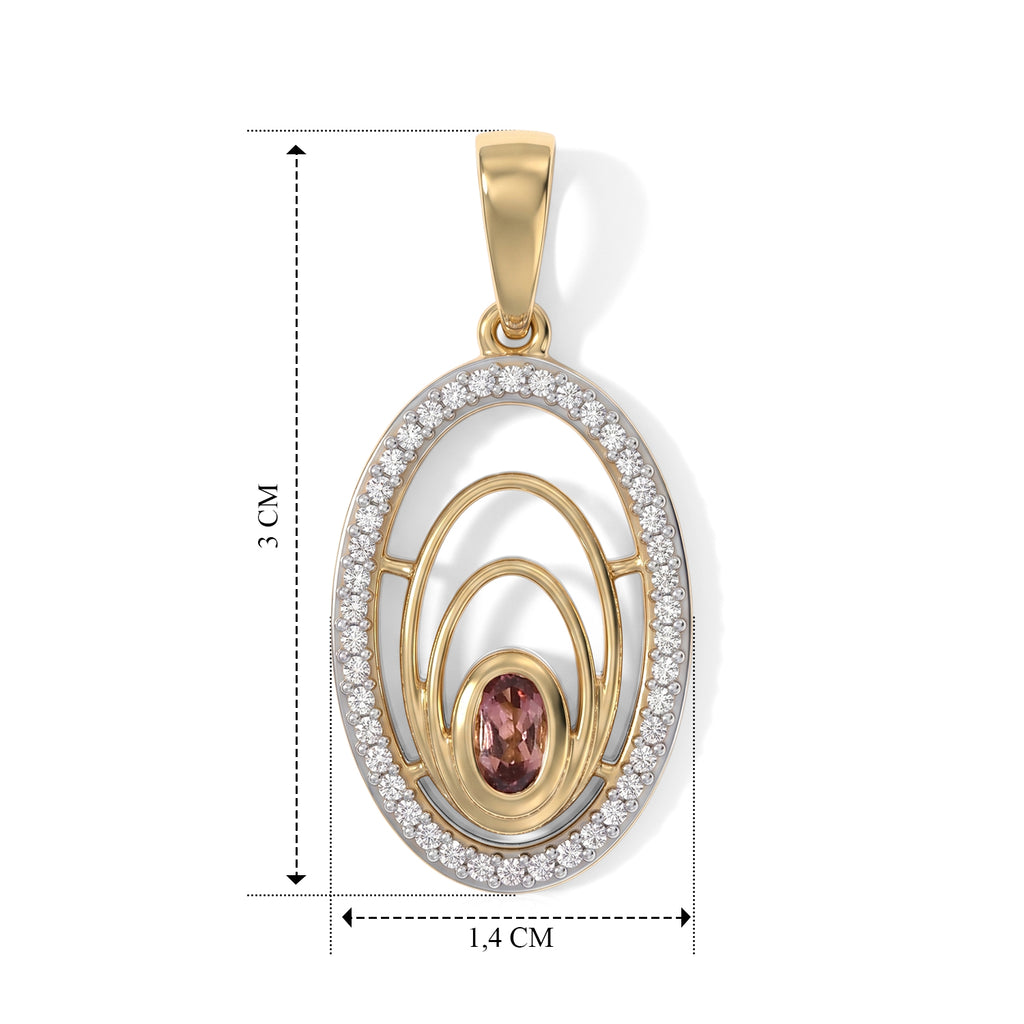D'Joy AA Blush Turmalin, Weißer Zirkon Anhänger 925 Silber 750 Vergoldet ca. 0,60 ct.