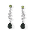 D'Joy Alexandrit Quarz Triplette, Peridot Ohrringe 925 Silber Platiniert ca. 4,79 ct.