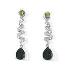 D'Joy Alexandrit Quarz Triplette, Peridot Ohrringe 925 Silber Platiniert ca. 4,79 ct.