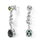 D'Joy Alexandrit Quarz Triplette, Peridot Ohrringe 925 Silber Platiniert ca. 4,79 ct.