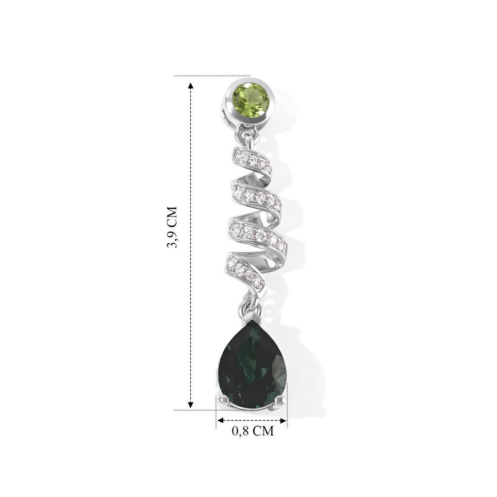 D'Joy Alexandrit Quarz Triplette, Peridot Ohrringe 925 Silber Platiniert ca. 4,79 ct.
