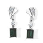 D'Joy Alexandrit Quarz Triplette, Weißer Zirkon Ohrringe 925 Silber Platiniert ca. 4,03 ct.