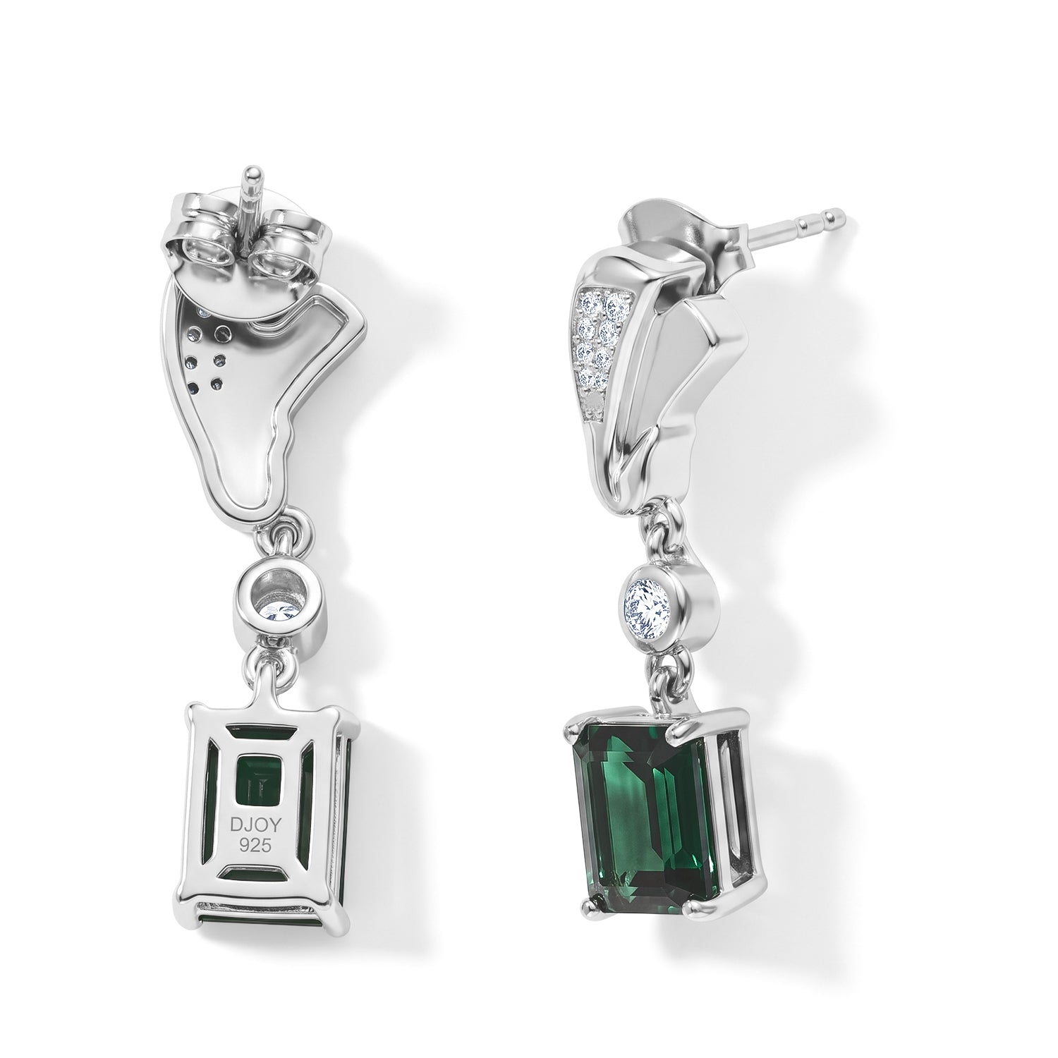 D'Joy Alexandrit Quarz Triplette, Weißer Zirkon Ohrringe 925 Silber Platiniert ca. 4,03 ct.