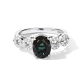 D'Joy Alexandrit Quarz Triplette, Weißer Zirkon Ring 925 Silber Platiniert (Größe 17.00) ca. 2,55 ct
