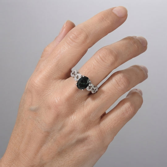 D'Joy Alexandrit Quarz Triplette, Weißer Zirkon Ring 925 Silber Platiniert (Größe 17.00) ca. 2,55 ct