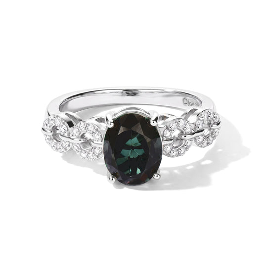 D'Joy Alexandrit Quarz Triplette, Weißer Zirkon Ring 925 Silber Platiniert (Größe 17.00) ca. 2,55 ct