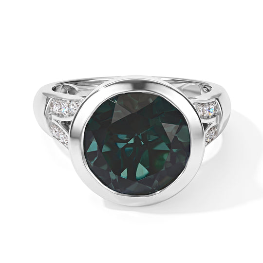 D'Joy Alexandrit Quarz Triplette, Weißer Zirkon Ring 925 Silber Rhodiniert (Größe 18.00) ca. 6,98 ct