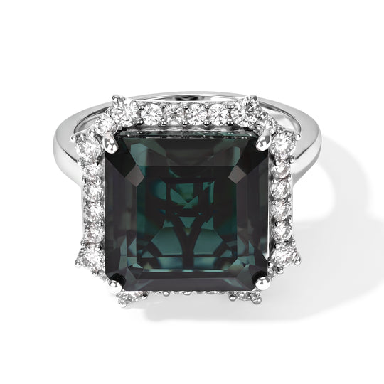 D'Joy Alexandrit Quarz Triplette, Weißer Zirkon Ring 925 Silber Rhodiniert (Größe 18.00) ca. 9,69 ct