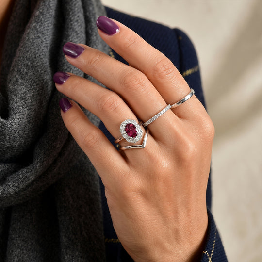 D'Joy AA Farbwechsel Granat, Moissanit Ring 925 Silber Rhodiniert (Größe 18.00)   (10-16 Werktage Lieferzeit) ca. 2,27 ct