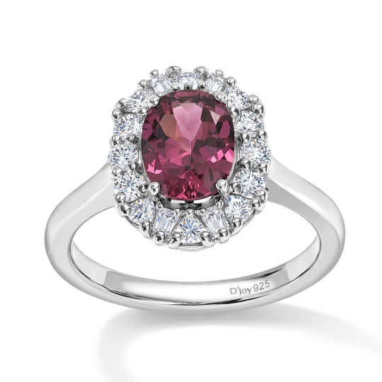 D'Joy AA Farbwechsel Granat, Moissanit Ring 925 Silber Rhodiniert (Größe 18.00)   (10-16 Werktage Lieferzeit) ca. 2,27 ct