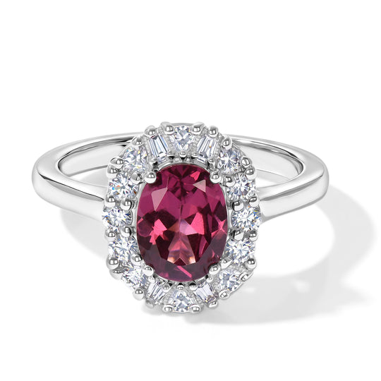 D'Joy AA Farbwechsel Granat, Moissanit Ring 925 Silber Rhodiniert (Größe 18.00)   (10-16 Werktage Lieferzeit) ca. 2,27 ct