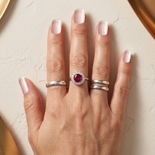 D'Joy AA Farbwechsel Granat, Moissanit Ring 925 Silber Rhodiniert (Größe 18.00)   (10-16 Werktage Lieferzeit) ca. 2,06 ct