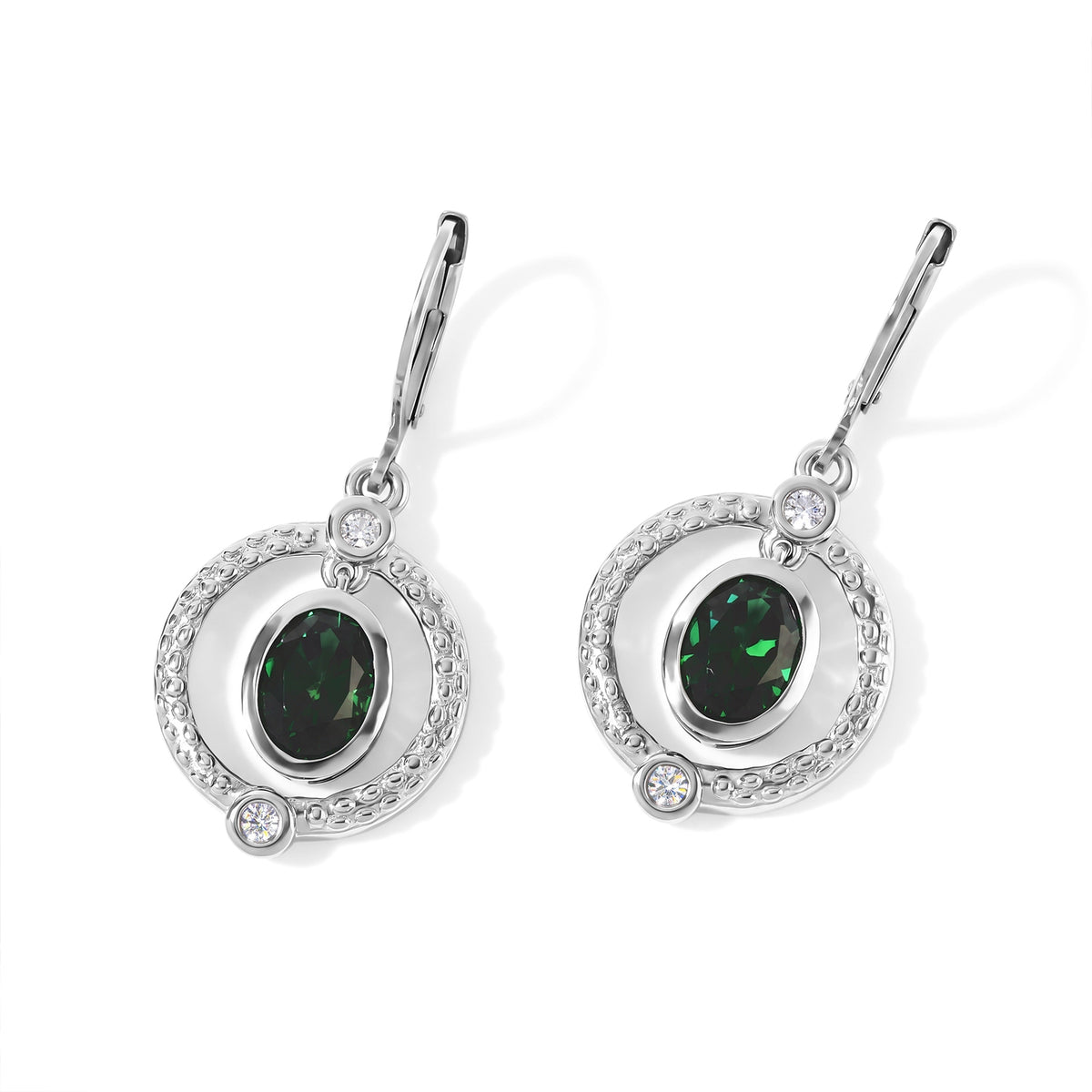 EVER TRUE Alexandrit Quarz Triplette, Weißer Zirkon Ohrringe Reine Bronze ca. 3.13 ct