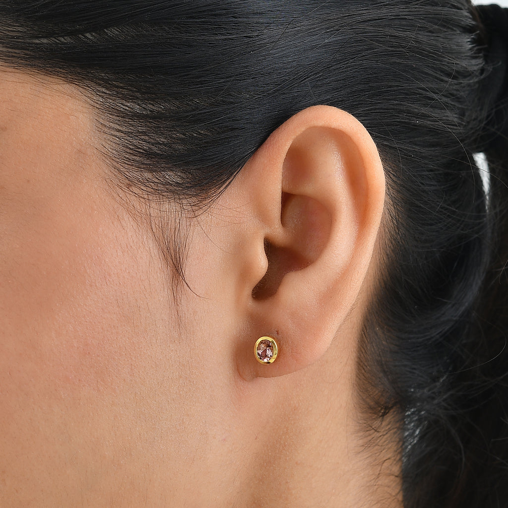 D'Joy AA Blush Turmalin Ohrringe 925 Silber 750 Gelbgold vermeil ca. 0,70 ct.