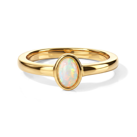EverTrue AA natürlicher, äthiopischer Welo Opal Ring, Messing mit Gelbgold E-Beschichtung - 0,37 ct.