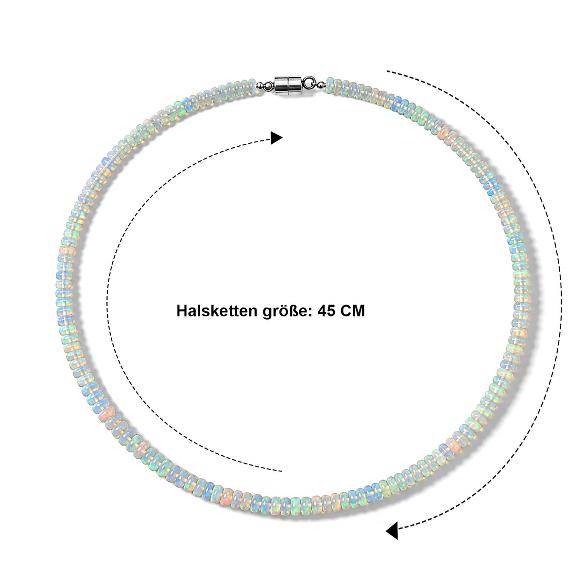 EVER TRUE Natürlicher, äthiopischer Welo Opal Halskette ca. 45 cm 316L Edelstahl ca. 37,00 ct.