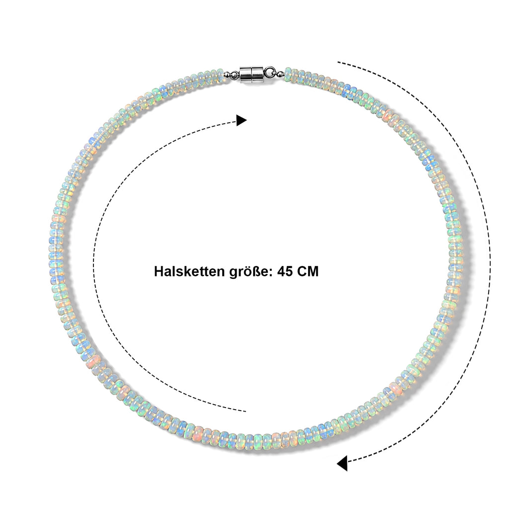 EVER TRUE Natürlicher, äthiopischer Welo Opal Halskette ca. 45 cm 316L Edelstahl ca. 37,00 ct.