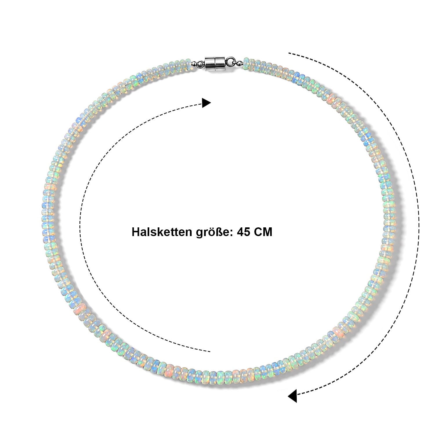 EVER TRUE Natürlicher, äthiopischer Welo Opal Halskette ca. 45 cm 316L Edelstahl ca. 37,00 ct.