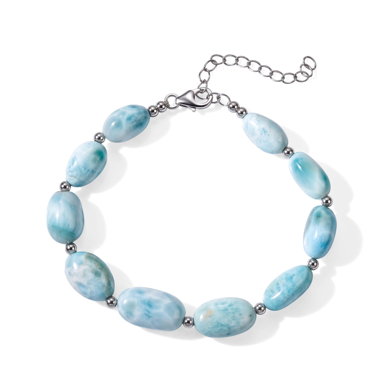D'Joy Larimar Halskette ca. 45 cm 925 Silber Rhodiniert ca. 210,00 ct.
