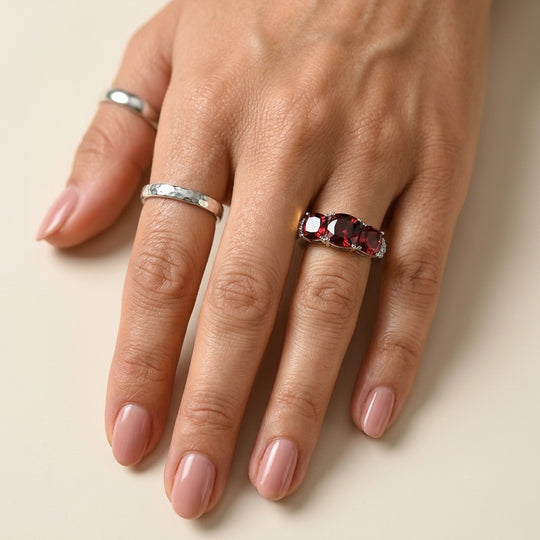 D'Joy AA Rosa Granat Ring 925 Silber Rhodiniert (Größe 18.00)   (10-16 Werktage Lieferzeit) ca. 4,01 ct