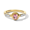 D'Joy AA Blush Turmalin, Weißer Zirkon Ring 925 Silber 750 Gelbgold vermeil (Größe 17.00) ca. 0,45 ct