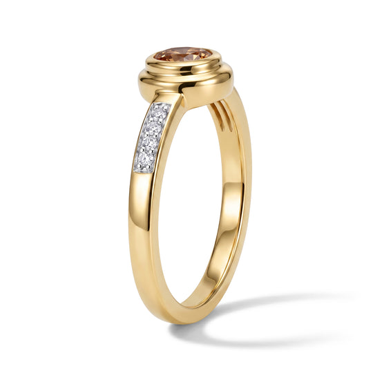 D'Joy AA Blush Turmalin, Weißer Zirkon Ring 925 Silber 750 Gelbgold vermeil (Größe 20.00) ca. 0,45 ct