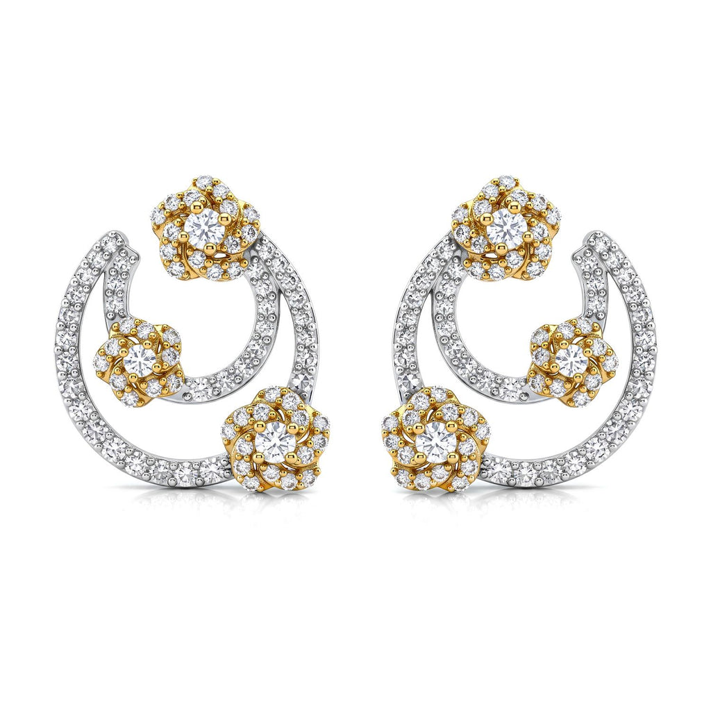 LUXURIANT DIAMOND - Lab Grown Diamant SI-GH Ohrringe 925 Silber Rhodiniert und 750 Gelbgold Vermeil ca. 1,00 ct.