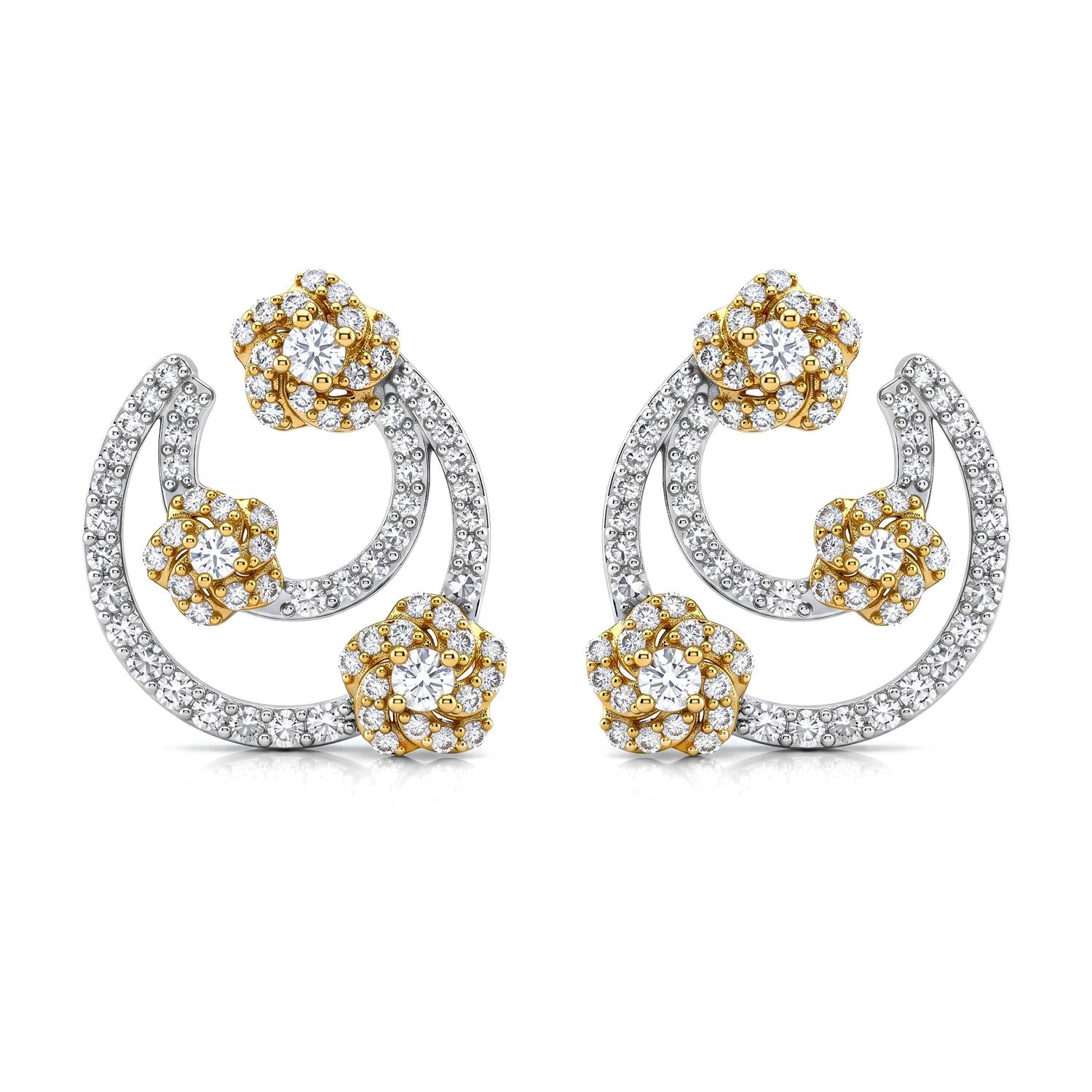 LUXURIANT DIAMOND - Lab Grown Diamant SI-GH Ohrringe 925 Silber Rhodiniert und 750 Gelbgold Vermeil ca. 1,00 ct.