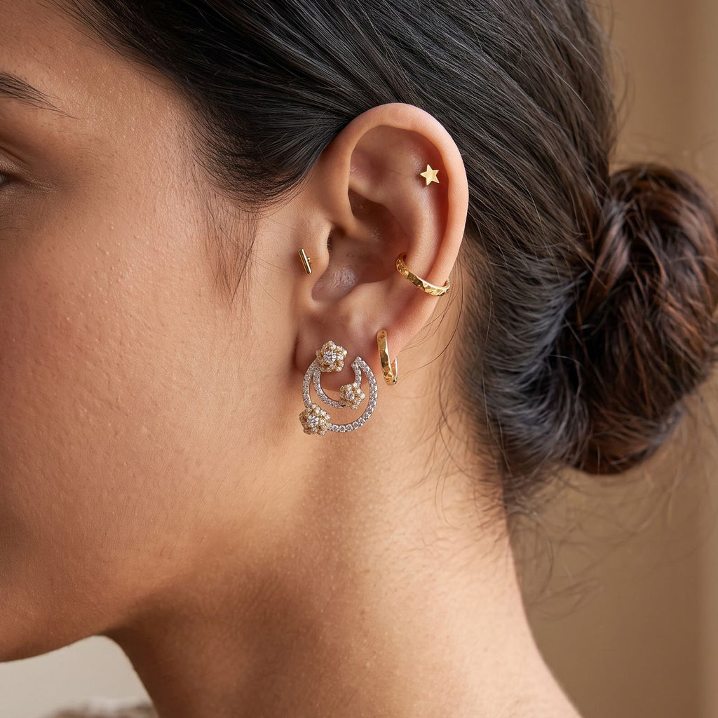 LUXURIANT DIAMOND - Lab Grown Diamant SI-GH Ohrringe 925 Silber Rhodiniert und 750 Gelbgold Vermeil ca. 1,00 ct.