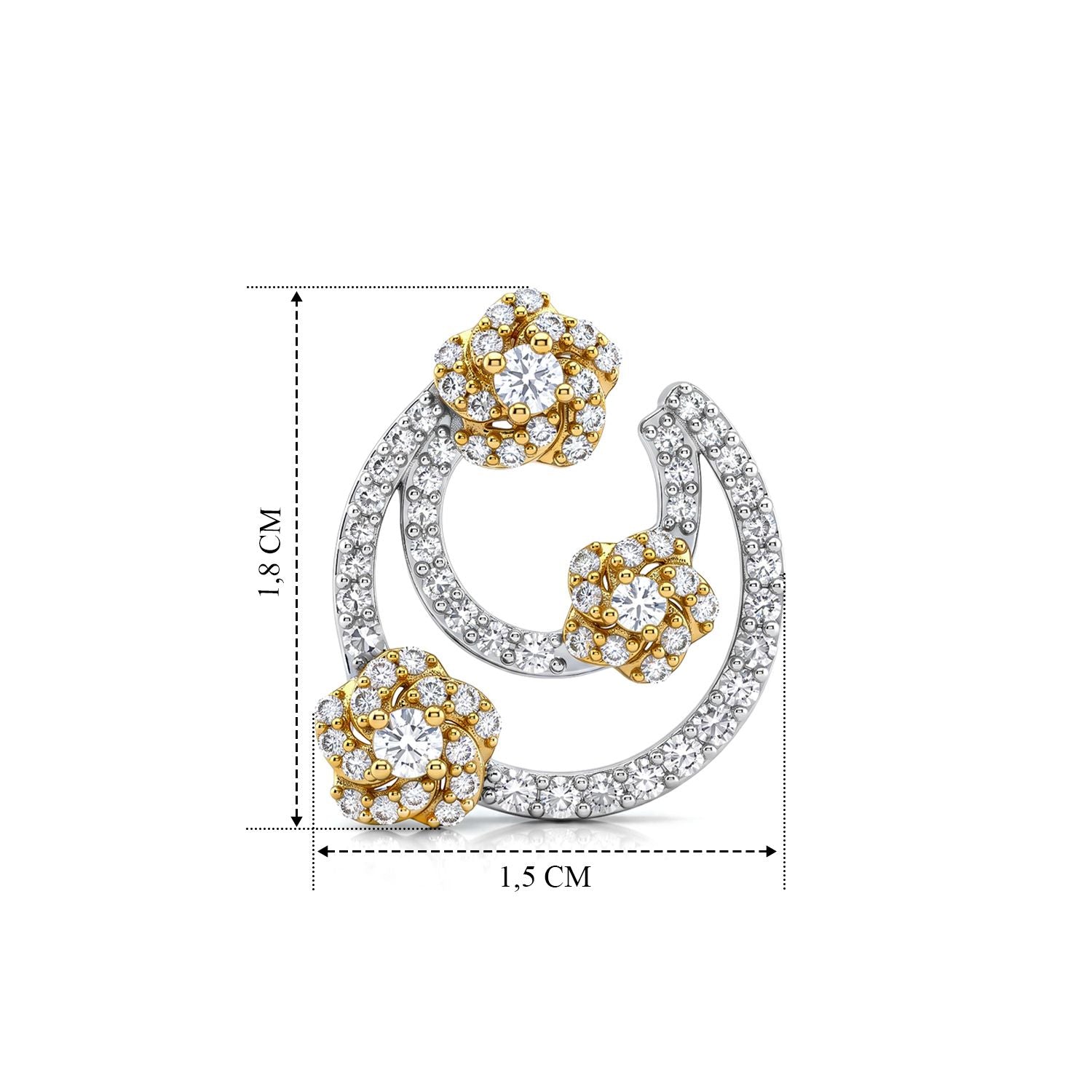 LUXURIANT DIAMOND - Lab Grown Diamant SI-GH Ohrringe 925 Silber Rhodiniert und 750 Gelbgold Vermeil ca. 1,00 ct.