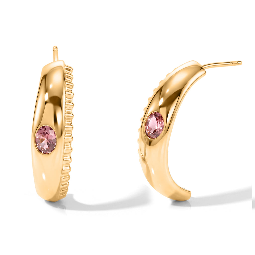 D'Joy AA Blush Turmalin Ohrringe 925 Silber 750 Gelbgold vermeil ca. 0,70 ct.