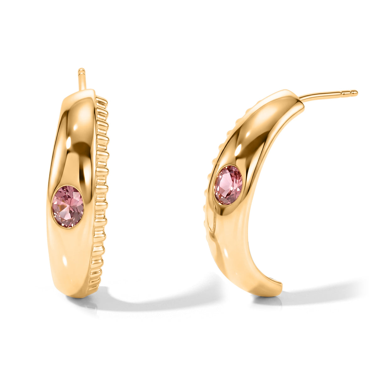 D'Joy AA Blush Turmalin Ohrringe 925 Silber 750 Gelbgold vermeil ca. 0.70 ct