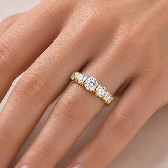 D'Joy Moissanit Ring 925 Silber 750 Gelbgold vermeil (Größe 18.00) ca. 2,20 ct