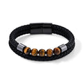 Gelbes Tigerauge Armband ca. 21.5 cm 316L Edelstahl Ion Schwarz Beschichtung ca. 25,00 ct.