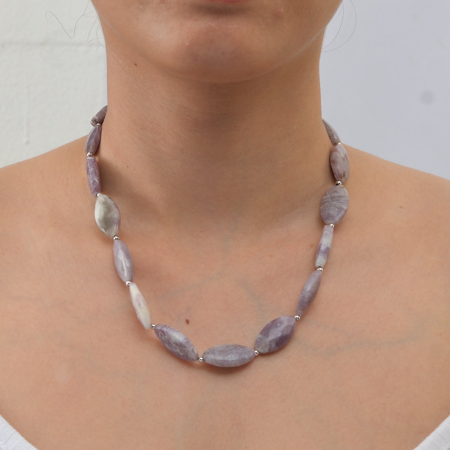 EVER TRUE Lepidolith Halskette ca. 45 cm Nickelfreies Messing Platiniert ca. 245.00 ct