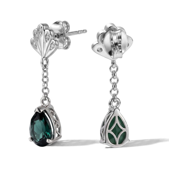 D'Joy Alexandrit Quarz Triplette, Weißer Zirkon Ohrringe 925 Silber Platiniert ca. 3,38 ct.