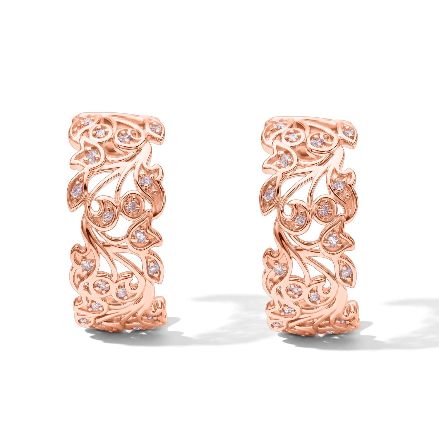 D'Joy Rosa Diamant Ohrringe, 925 Silber 750 Roségold Vermeil - 0,24 ct.
