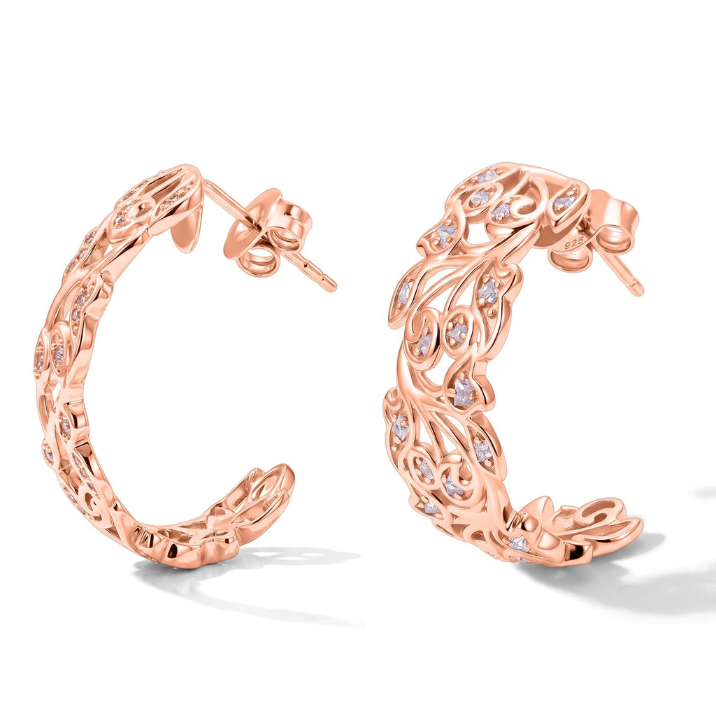 D'Joy Rosa Diamant Ohrringe, 925 Silber 750 Roségold Vermeil - 0,24 ct.