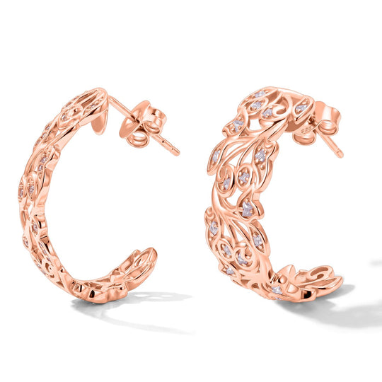 D'Joy Rosa Diamant Ohrringe, 925 Silber 750 Roségold Vermeil - 0,24 ct.