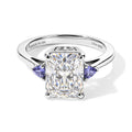 D'Joy Moissanit, Tansanit Ring 925 Silber Rhodiniert (Größe 20.00) ca. 3,72 ct