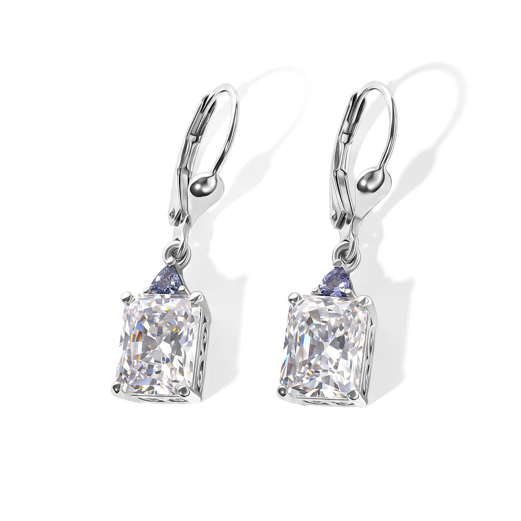 D'Joy Moissanit, Tansanit Ohrringe 925 Silber Rhodiniert ca. 5,02 ct.