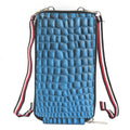 100% echte Leder Crossbody Handy-Geldbörse mit RFID Schutz und Krokoprägung, Blau