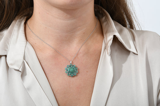 AAA Kagem sambischer Smaragd-Anhänger mit kette, 925 Silber rhodiniert ca. 3,28 ct