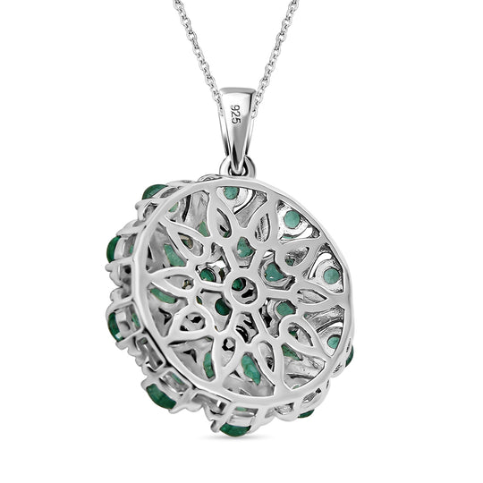 AAA Kagem sambischer Smaragd-Anhänger mit kette, 925 Silber rhodiniert ca. 3,28 ct