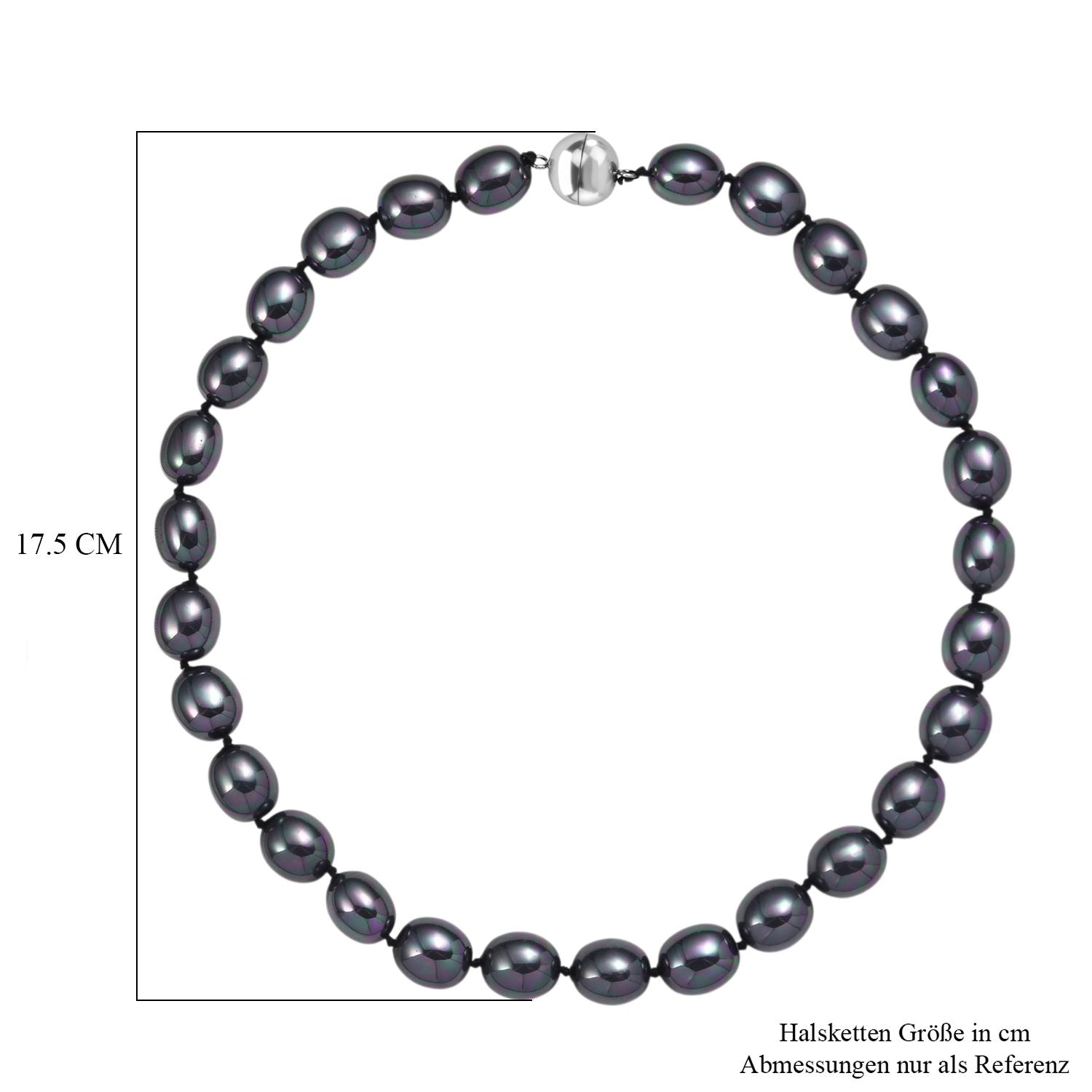 Pfaufarbene Oval Muschelkernperle 50cm Halskette und flexibles Armband
